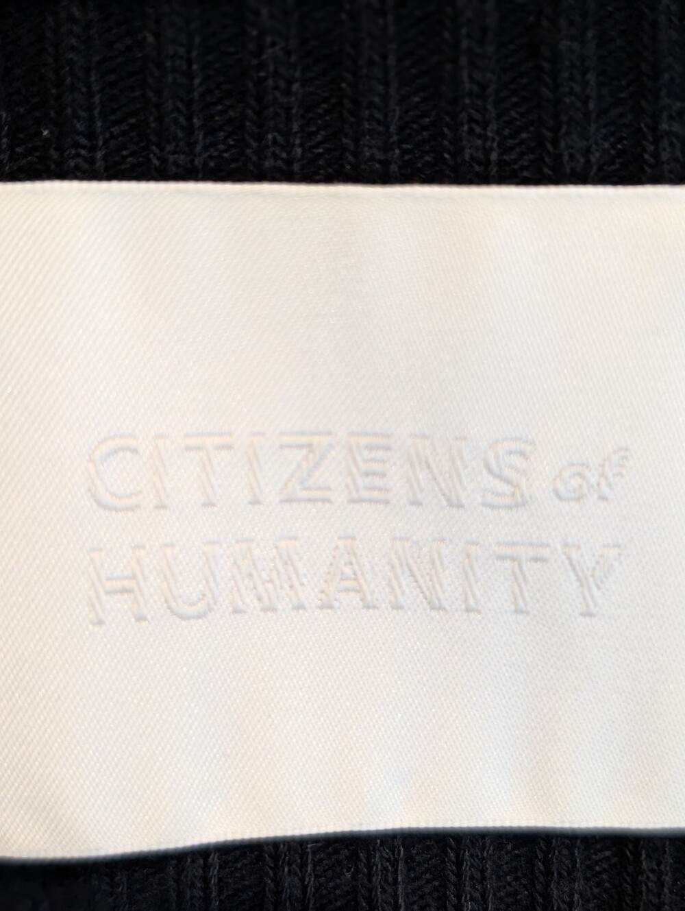 Citizen Of Humanity Black Ribbed Sweetheart Neck Elbow Sleeve Top - Picture 2 of 5